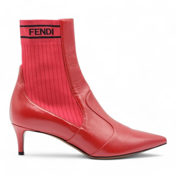 Fendi Rockoko Sock Ankle Booties - Red - Picture 2 of 8